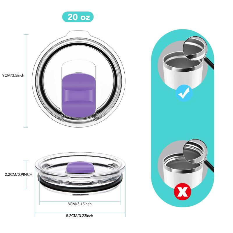 Tumbler Lid 2-Pack Replacement For 14oz Mug 35oz Straw Cup - Magnetic Slide Switch Leak-Proof Travel Lid For 30oz Insulated Cup - Image 3
