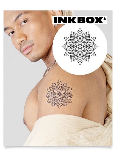 Inkbox Temporary Tattoos, Semi-Permanent Tattoo, One Premium Easy Long Lasting, Water-Resistant Temp Tattoo with For Now Ink - Lasts 1-2 Weeks, Flower Tattoo, 4 x 4 in, Invite Tranquility