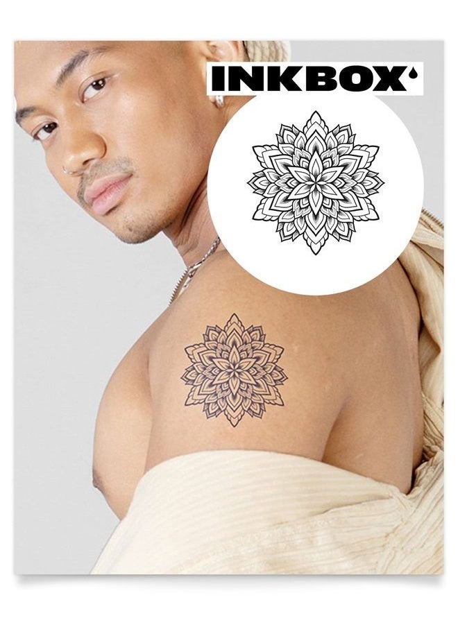 inkbox Inkbox Temporary Tattoos, Semi-Permanent Tattoo, One Premium Easy Long Lasting, Water-Resistant Temp Tattoo with For Now Ink - Lasts 1-2 Weeks, Flower Tattoo, 4 x 4 in, Invite Tranquility  - Image 1