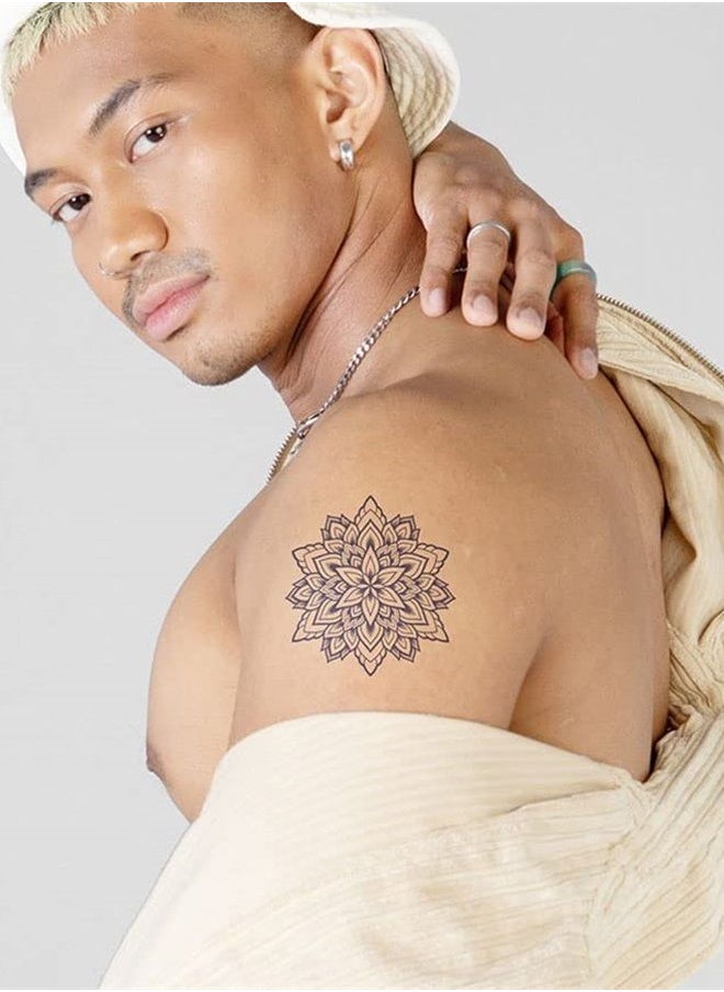 inkbox Inkbox Temporary Tattoos, Semi-Permanent Tattoo, One Premium Easy Long Lasting, Water-Resistant Temp Tattoo with For Now Ink - Lasts 1-2 Weeks, Flower Tattoo, 4 x 4 in, Invite Tranquility  - Image 2