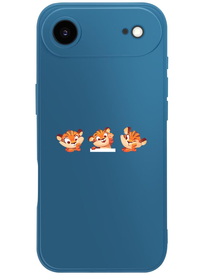 Theodor Protective Slim Fit Case Liquid Silicone Cover with Full Body Protection Anti-Scratch Shockproof Case For Apple iPhone 17 Air (Blue) Cute tiger expressions - Image 1