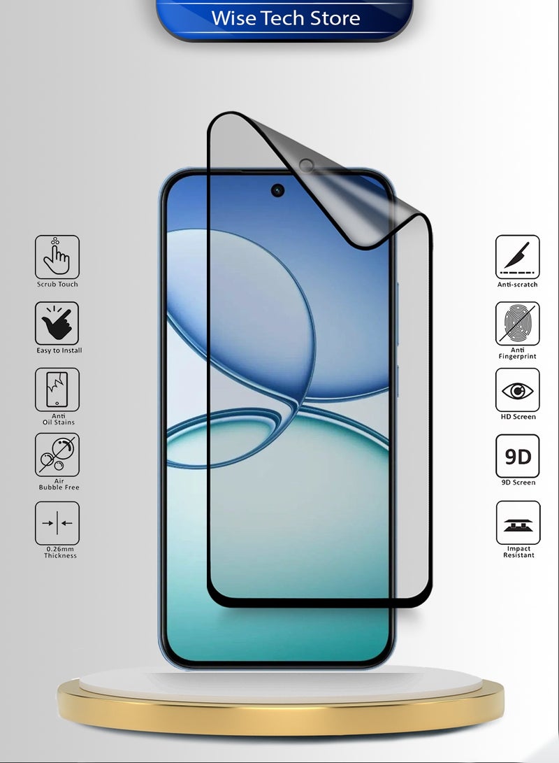 دبليو تيك حماية شاشة ريالمى 15T 5G 2025 بكامل الغراء من السيراميك النانوي الفاخرة، تغطية كاملة، مطفي ومرن (MSCNMN) - شفاف/أسود - Image 2