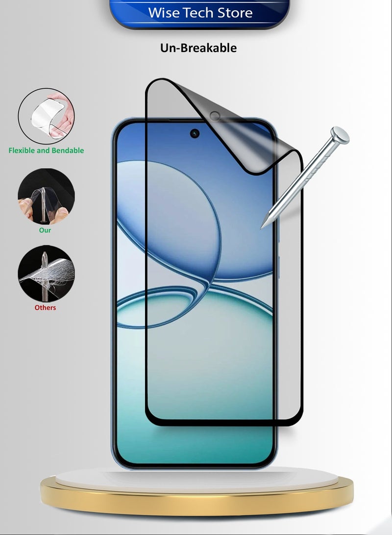 دبليو تيك حماية شاشة ريالمى 15T 5G 2025 بكامل الغراء من السيراميك النانوي الفاخرة، تغطية كاملة، مطفي ومرن (MSCNMN) - شفاف/أسود - Image 3