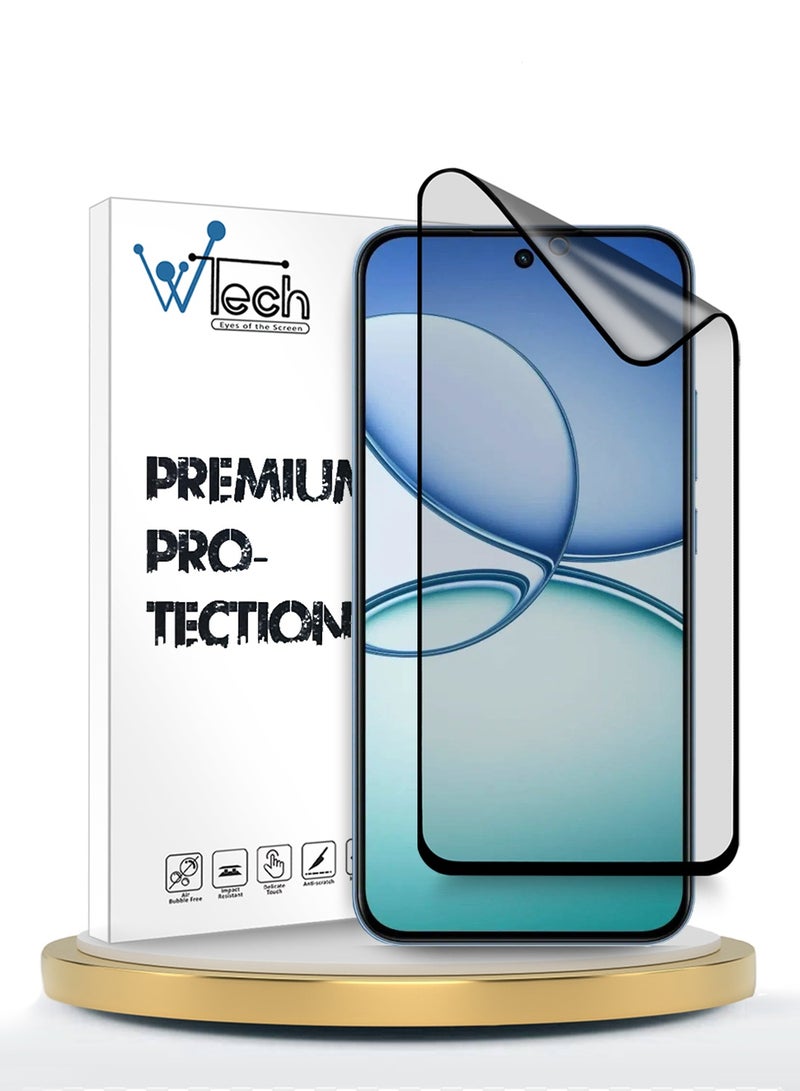 دبليو تيك حماية شاشة ريالمى 15T 5G 2025 بكامل الغراء من السيراميك النانوي الفاخرة، تغطية كاملة، مطفي ومرن (MSCNMN) - شفاف/أسود - Image 1