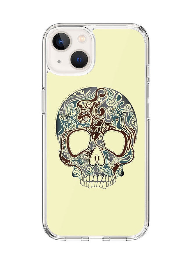 Stylizedd Classic Clear Case for Apple iPhone 14 Hybrid Soft Case Flexible Edges Anti Drop TPU PC Gel Thin Transparent Cover [ Designed for Apple iPhone 14 ] - Skully Tattoo Full Print  - Image 1