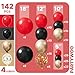 PartyWoo Red Black and Gold Balloon Arch Kit Garland 142pcs Different Sizes of 18 12 10 5 Inch Matte Black Red Metallic Gold Confetti Balloons for New Years Eve Graduation Birthday Party Decorations - Image 4