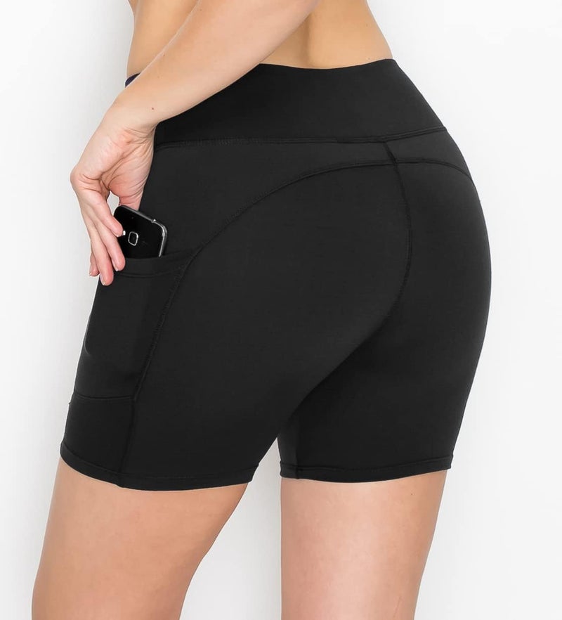 ALWAYS Womens 5 Yoga Shorts  Premium Soft Tummy Control Workout Stretch Solid Leggings Pants with Pockets Black S - Image 3