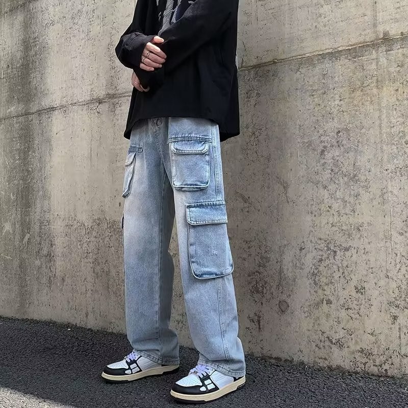 Unisex Classic Denim Jeans Loose Fit Daily Outdoor Wear - Image 2