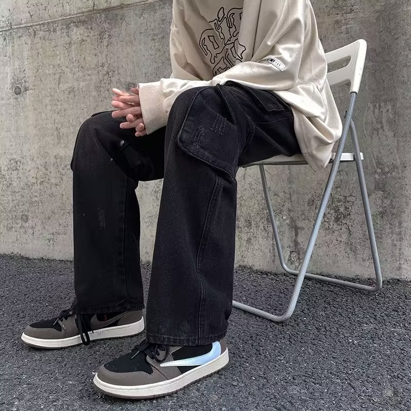 Unisex Classic Denim Jeans Loose Fit Daily Outdoor Wear - Image 5