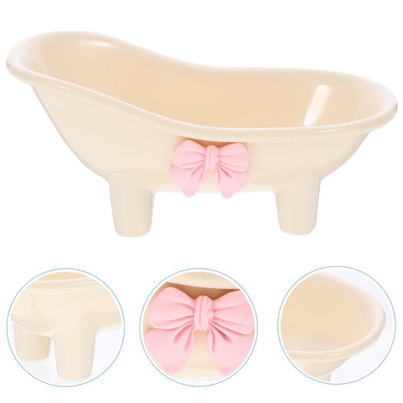 Self Draining Soap Holder Cream White Butterfly Bow Design For Bathroom Countertop Sink Shower - Image 4