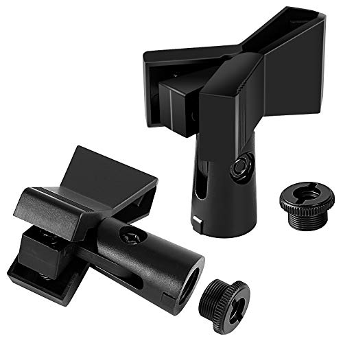 Inovat Pack of 2 Pcs Universal Adjustable Microphone Butterfly Clip Mic Clip Holder for Mic Stand with 5/8" Male to 3/8" Female Adapter - Image 1
