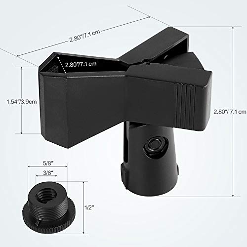 Inovat Pack of 2 Pcs Universal Adjustable Microphone Butterfly Clip Mic Clip Holder for Mic Stand with 5/8" Male to 3/8" Female Adapter - Image 4