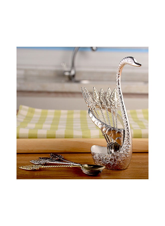 Loquat Swan Tableware Spoon Fork Holder Silver 17x6x8centimeter - Image 4