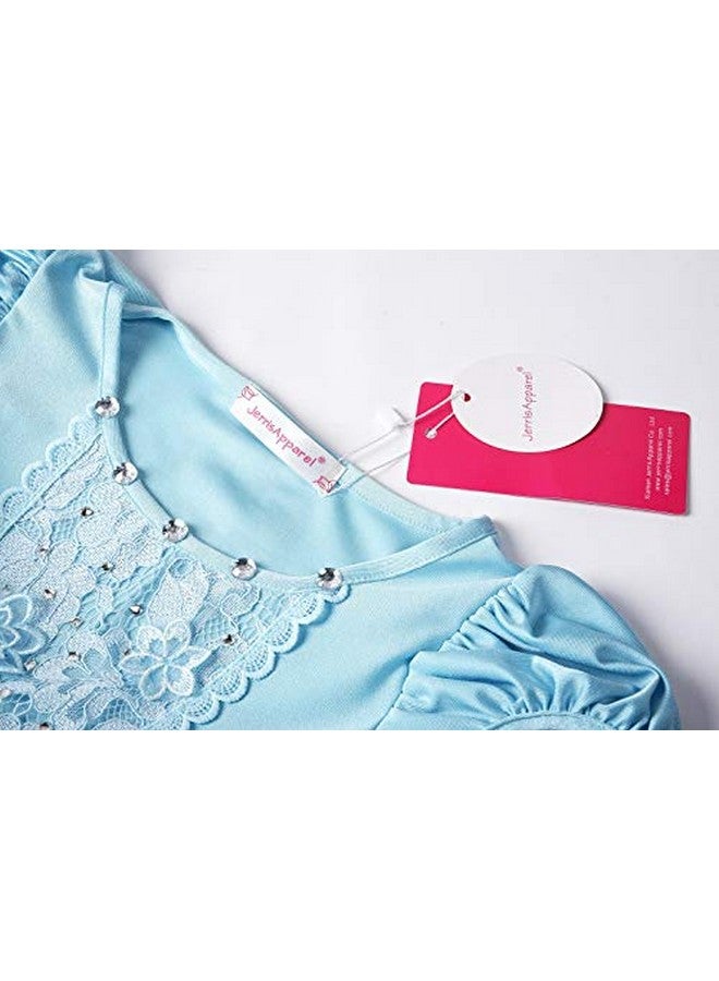 JerrisApparel Girls Princess Costume Puff Sleeve Fancy Birthday Party Dress up (2T, Blue with Accessories) - Image 4