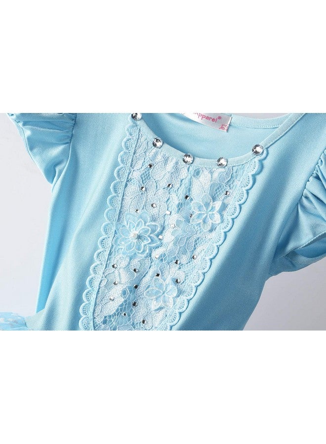 JerrisApparel Girls Princess Costume Puff Sleeve Fancy Birthday Party Dress up (2T, Blue with Accessories) - Image 5
