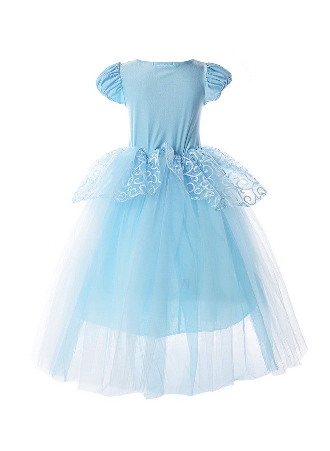 JerrisApparel Girls Princess Costume Puff Sleeve Fancy Birthday Party Dress up (2T, Blue with Accessories) - Image 3