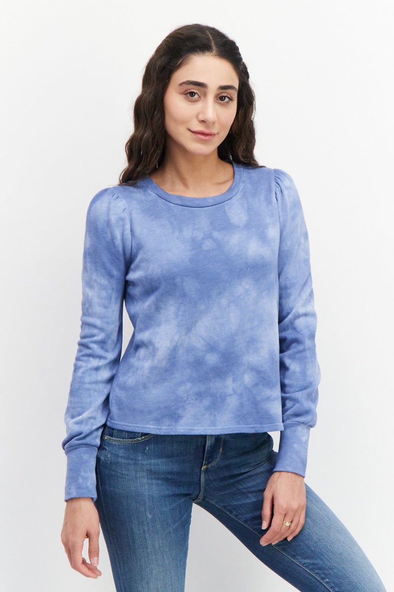BB Dakota Women Round Neck Tie Dye Sweatshirt, Blue - Image 1