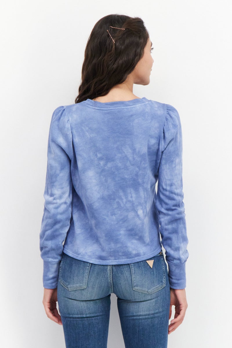 BB Dakota Women Round Neck Tie Dye Sweatshirt, Blue - Image 3