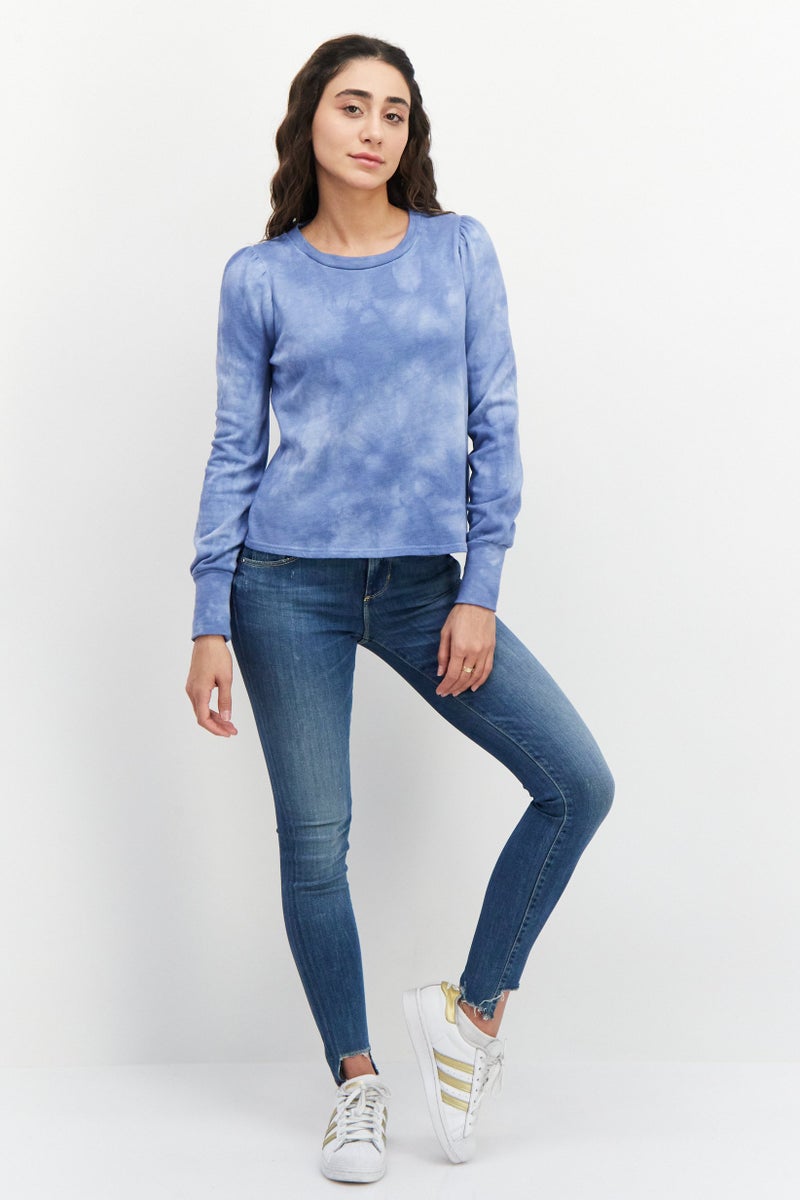 BB Dakota Women Round Neck Tie Dye Sweatshirt, Blue - Image 4