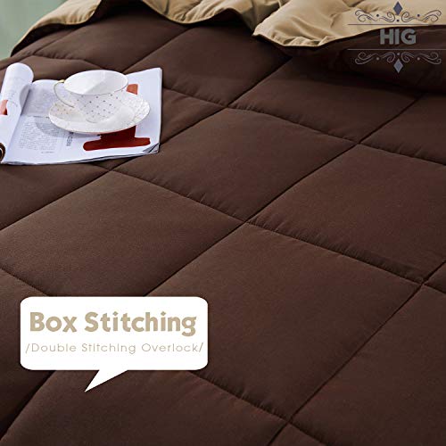 Hi -G HIG 3pc Down Alternative Comforter Set - All Season Reversible Comforter with Two Shams - Quilted Duvet Insert with Corner Tabs - Box Stitched - Super Soft, Fluffy (King/Cal King, Chocolate) - Image 3