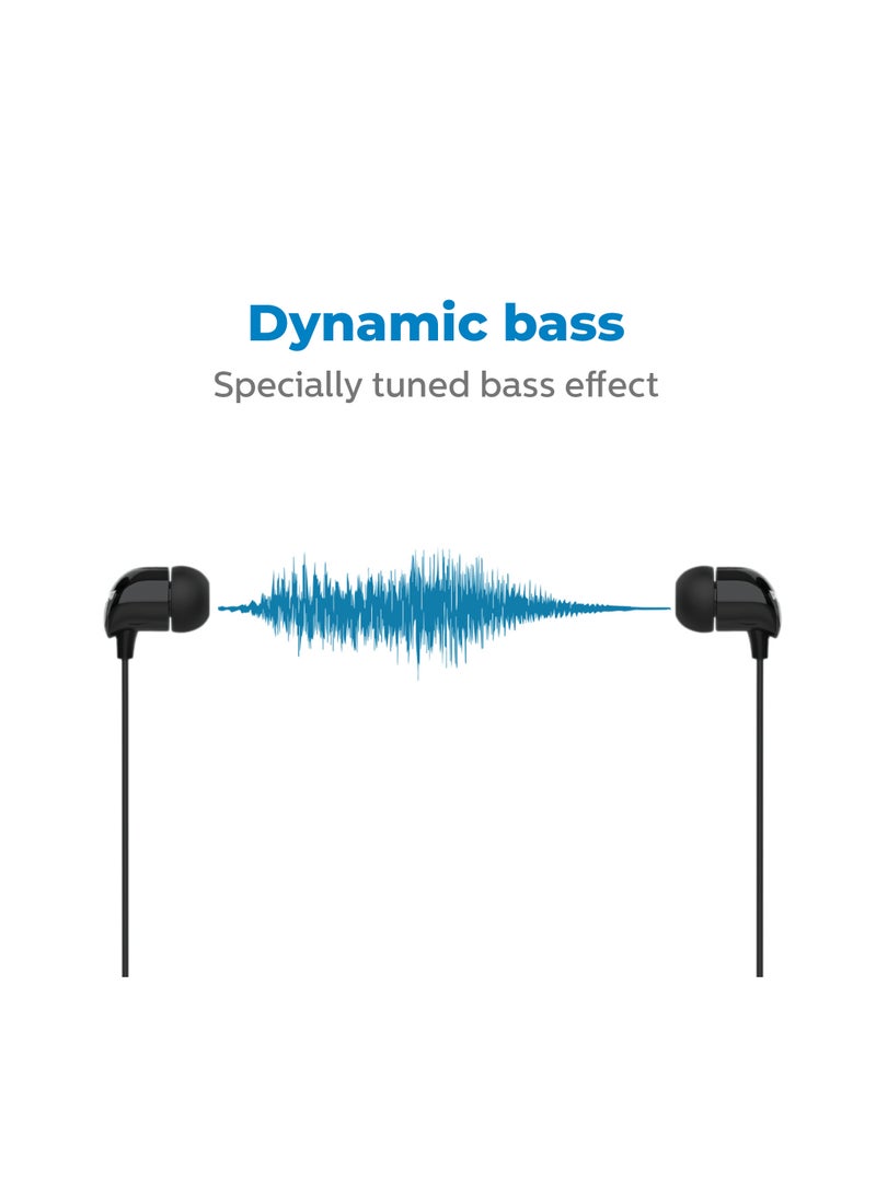 Philips Wired In-Ear Type-C Earphones with Microphone – Noise Isolating, Call Button, Optimal Fit, 1.2M Cable Black - Image 2