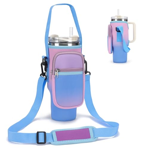 GOEWY Water Bottle Carrier Bag for Stanley 30 oz Tumbler with Phone Pocket Neoprene Water Bottle Holder with Shoulder Handheld Strap Stanley Cup Accessories - Image 1