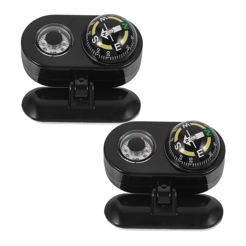 Vehicle Car Compass Guide Ball 2pcs Dashboard Mount Navigation Ball With Thermometer For Boat Truck Interior - Image 2