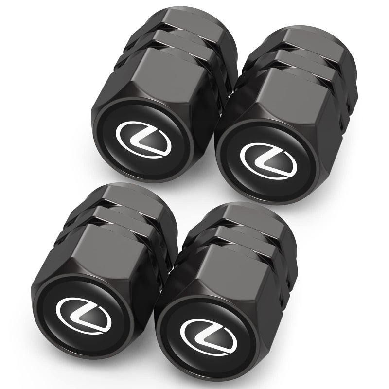 DSVI Tire Valve Caps, Valve Stem Caps Fit Lexus ES350 GS350 GS300h GS450h is300 es350 ls460 rx350 NX300h, Alloy Car Tire Caps for Corrosion Resistant Leak-Proof Car Accessories, Black - Image 1