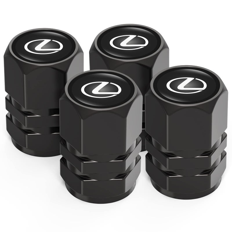 DSVI Tire Valve Caps, Valve Stem Caps Fit Lexus ES350 GS350 GS300h GS450h is300 es350 ls460 rx350 NX300h, Alloy Car Tire Caps for Corrosion Resistant Leak-Proof Car Accessories, Black - Image 2