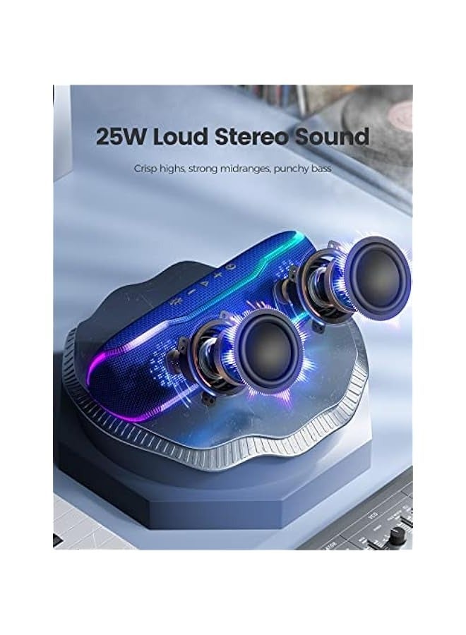 ANKOVO Portable Bluetooth Speaker, IPX7 Waterproof Wireless Speaker with Colorful Flashing Lights, 25W Super Bass 24H Playtime, 100ft Range, TWS Pairing for Outdoor, Home, Party, Beach, Travel - Image 2