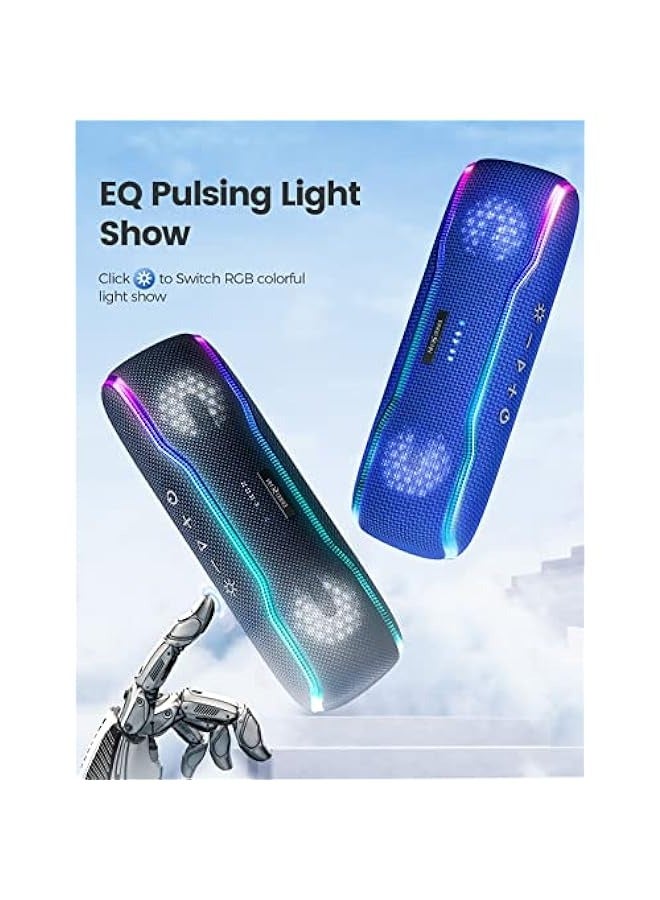 ANKOVO Portable Bluetooth Speaker, IPX7 Waterproof Wireless Speaker with Colorful Flashing Lights, 25W Super Bass 24H Playtime, 100ft Range, TWS Pairing for Outdoor, Home, Party, Beach, Travel - Image 3