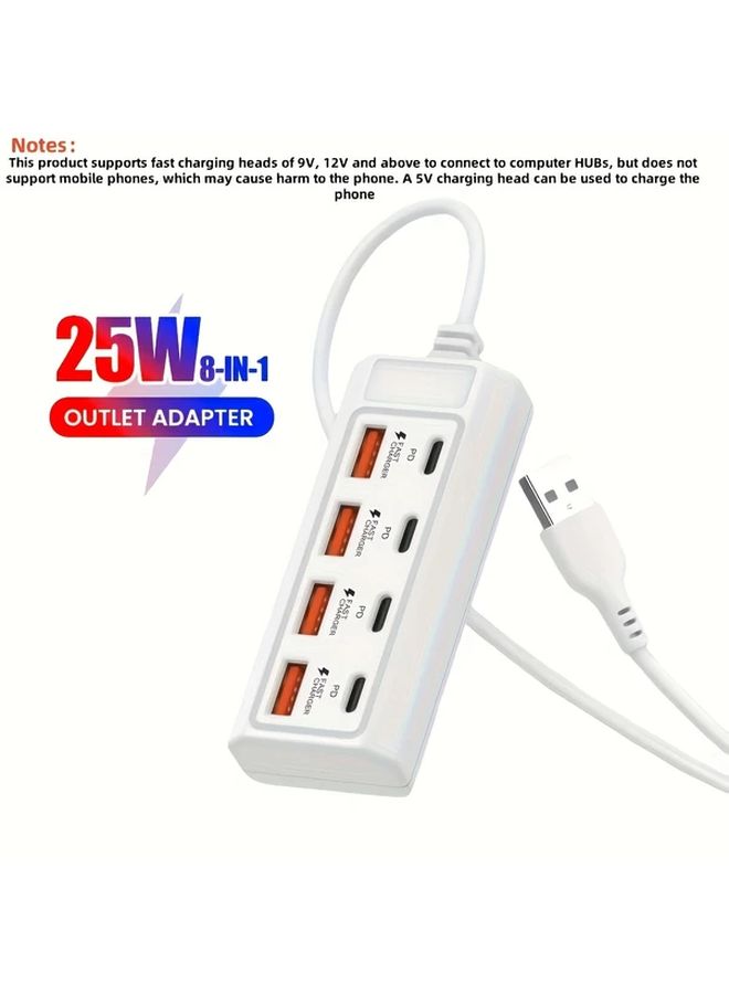 شاحن USB ميناء 8 25 واط 4C 4A مركز شحن متعدد الأجهزة 3 قطع - Image 4
