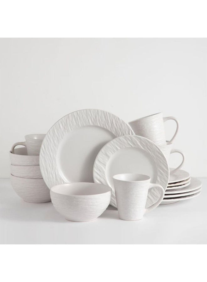 DANUBE HOME طقم عشاء مزخرف 16 قطعة - يخدم 4 أشخاص، خزف أبيض، يتضمن 4 أطباق عشاء (27 سم)، 4 أطباق جانبية (19 سم)، 4 سلطانيات (16 سم)، 4 أكواب (330 مل) - مثالي لأي مطبخ - Image 4
