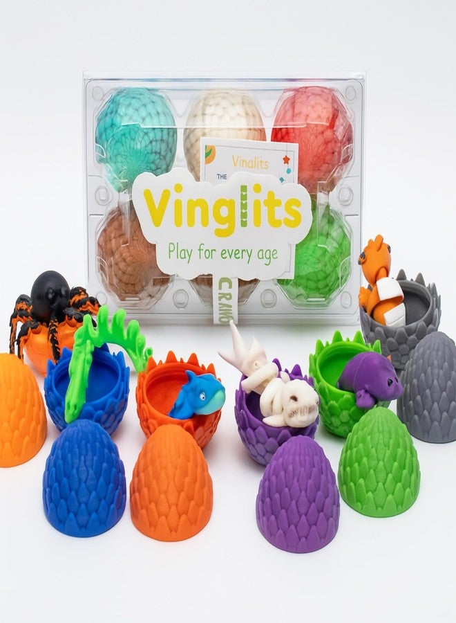 Vinglits Mystery Eggs – 3D Printed Animal Fidget Toys – Collectible Fidget Toys – Farm, Wild, Aqua, Bug, and Fantasy Themes – Packs of 2, 6, or 12 – Fun for Kids & Gifting (Aqua Squad, Pack of 6) - Image 1