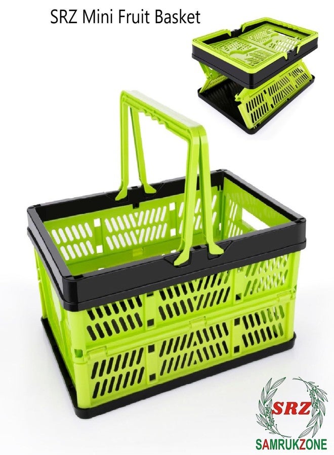 SAMRUKZONE SRZ Multipurpose Mini Foldable Storage Container | Picnic & Shopping Basket | Fruit & Vegetable Basket | Storage Crate with Handles (Pack of 2) - Image 3
