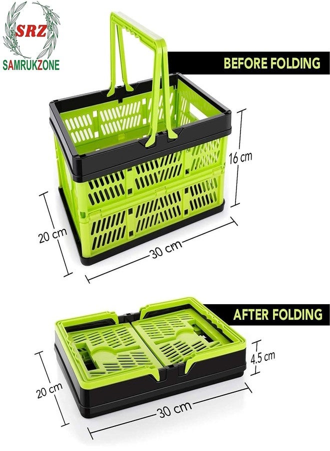 SAMRUKZONE SRZ Multipurpose Mini Foldable Storage Container | Picnic & Shopping Basket | Fruit & Vegetable Basket | Storage Crate with Handles (Pack of 2) - Image 4