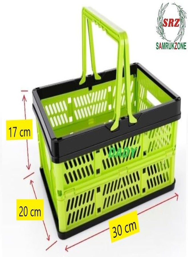 SAMRUKZONE SRZ Multipurpose Mini Foldable Storage Container | Picnic & Shopping Basket | Fruit & Vegetable Basket | Storage Crate with Handles (Pack of 2) - Image 5