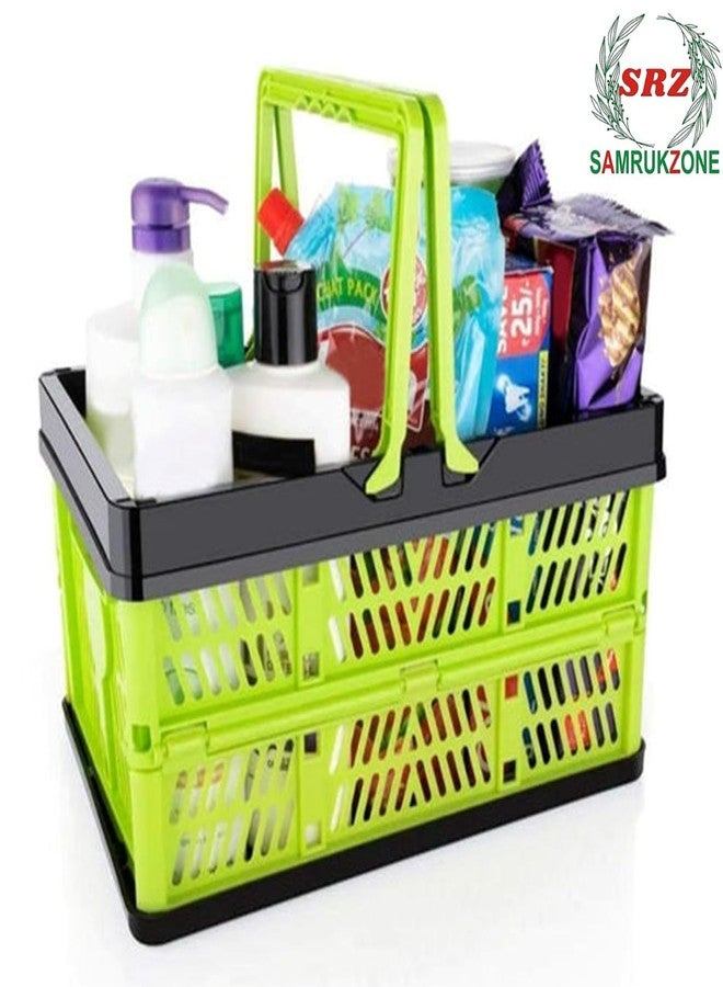 SAMRUKZONE SRZ Multipurpose Mini Foldable Storage Container | Picnic & Shopping Basket | Fruit & Vegetable Basket | Storage Crate with Handles (Pack of 2) - Image 2