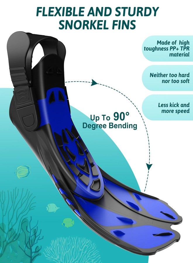 Viginsul Mask Fins Snorkeling Gear for Adults, Full Face Snorkel Mask & Adjustable Swim Fins Snorkel Set, Panoramic View Snorkel Mask Dry Top Anti-Fog Anti-Leak - Image 5
