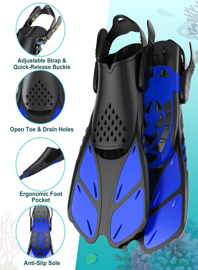 Viginsul Mask Fins Snorkeling Gear for Adults, Full Face Snorkel Mask & Adjustable Swim Fins Snorkel Set, Panoramic View Snorkel Mask Dry Top Anti-Fog Anti-Leak - Image 4