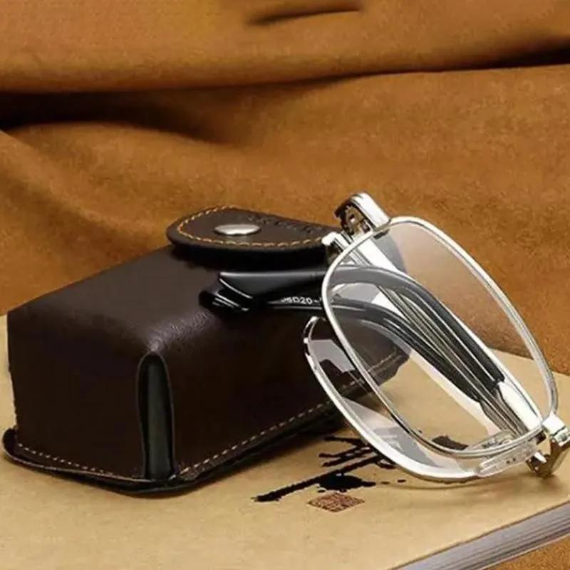 نظارات القراءة المطوية لحماية العين من الأشعة الزرقاء، نظارات القراءة المطوية مزدوجة الاستخدام للعين القريبة والبعيدة ومضادة للأشعة الزرقاء، نظارات متعددة التركيز التدرجية، حقيبة محمولة قابلة للطي، نظارات القراءة، نظارات ضعف البصر - Image 1