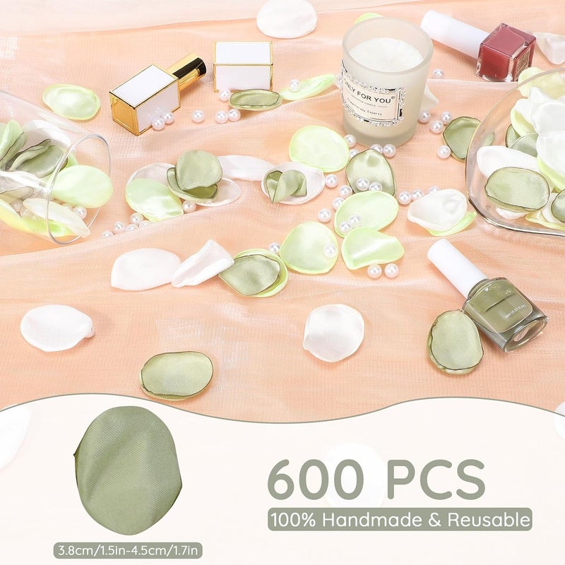 SUREAM 600 Pieces Rose Petals for Decoration, Avocado Green Scatter Petals for Wedding Aisle Scatter, Flower Petals Decrations for Flower Girl Basket Birthday Party Romantic Night Home Decor - Image 2