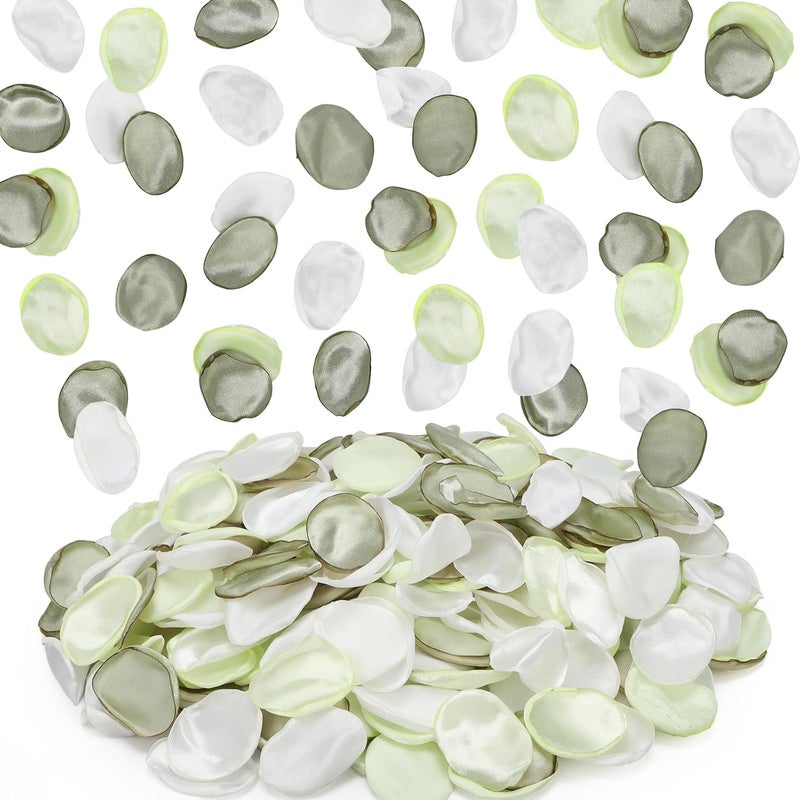 SUREAM 600 Pieces Rose Petals for Decoration, Avocado Green Scatter Petals for Wedding Aisle Scatter, Flower Petals Decrations for Flower Girl Basket Birthday Party Romantic Night Home Decor - Image 1
