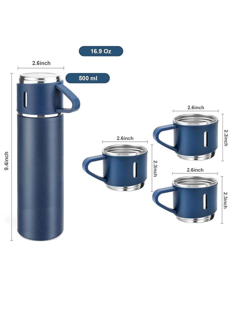ELTRAZONE 500ml Stainless Steel Vacuum Thermos Flask with Silicone Handle & Insulated Water Bottle – 2 Stainless Steel Cups Set for Hot & Cold Beverages, Outdoor Travel, Gift Box (2 PACK, BLUE)  - Image 4