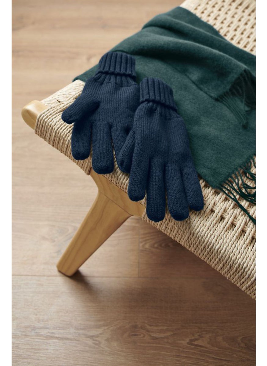 Tchibo Unisex 1 Pair Knitted Gloves, Dark Blue  - Image 1