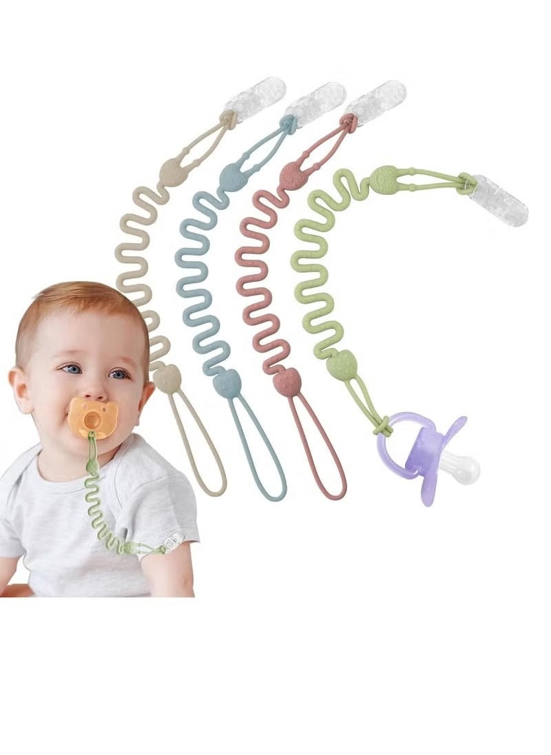 Gonice - 4Pcs Silicone Pacifier Holder with One-Piece Beads for Baby Boys and Girls Teething and Newborns, Applies to Car Seat Toy, Teether Toy, High Chair, Stroller Accessories. - Image 1