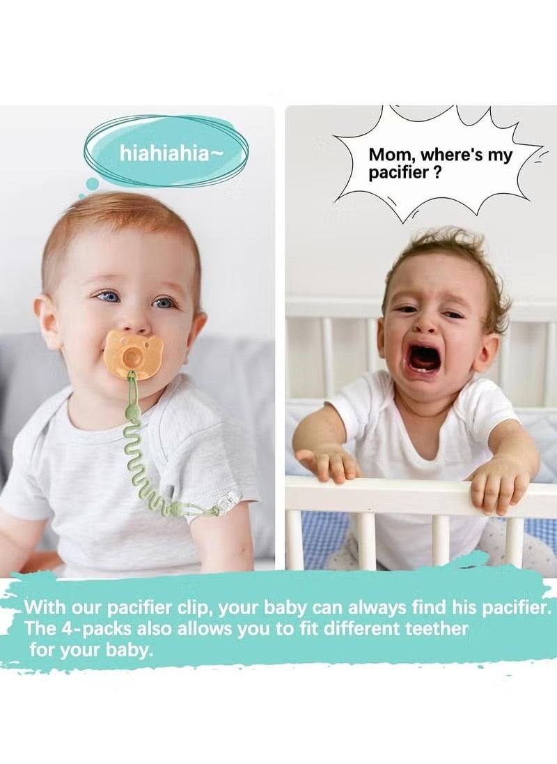 Gonice - 4Pcs Silicone Pacifier Holder with One-Piece Beads for Baby Boys and Girls Teething and Newborns, Applies to Car Seat Toy, Teether Toy, High Chair, Stroller Accessories. - Image 1