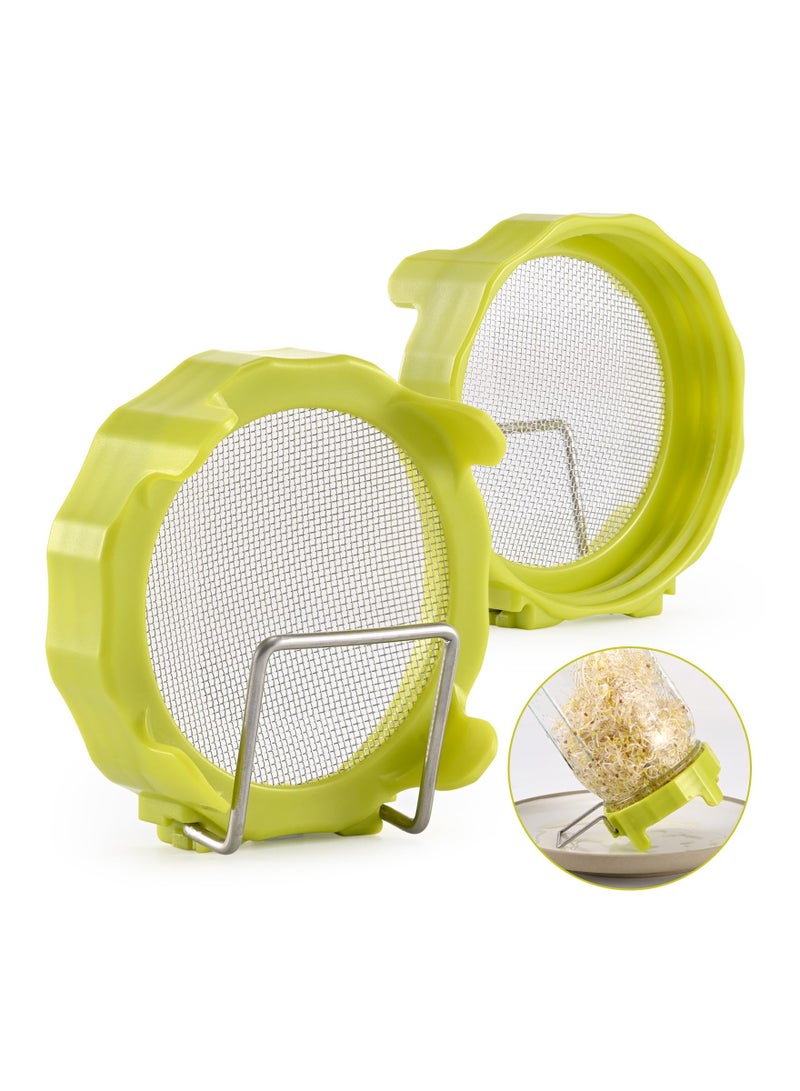 SYOSI SYOSI Sprouting lids with Bracket, Plastic Sprout Lid with Stainless Steel Screen for Wide Mouth Mason Jars, Germination Kit Sprouter Sprout Maker with Stand Water Tray  - Image 1