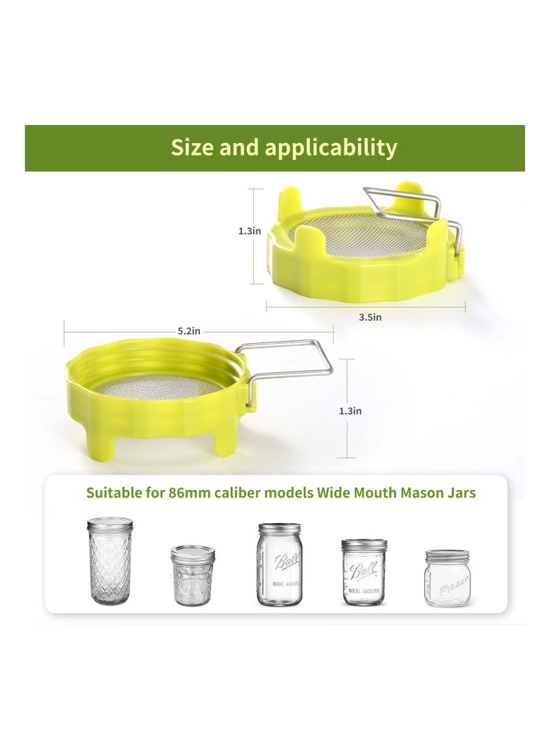 SYOSI SYOSI Sprouting lids with Bracket, Plastic Sprout Lid with Stainless Steel Screen for Wide Mouth Mason Jars, Germination Kit Sprouter Sprout Maker with Stand Water Tray  - Image 2