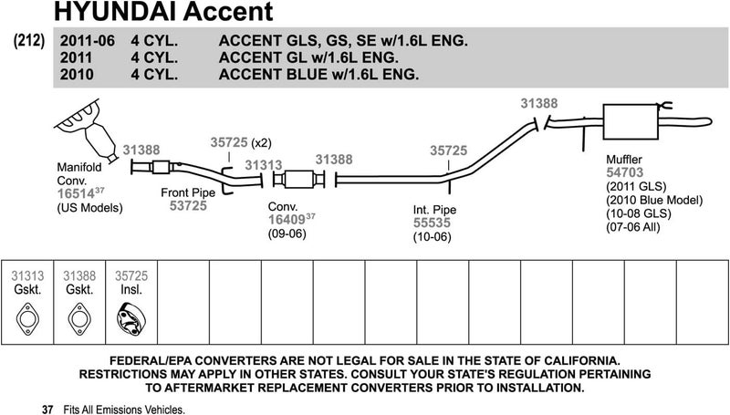 Walker 53725 Exhaust Pipe for Hyundai Accent - Image 2